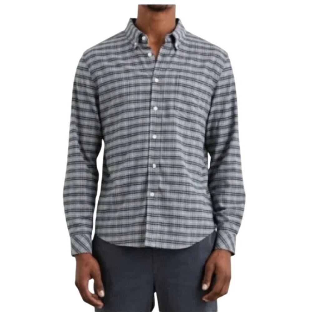 Rails Men's Plaid Reid Long-Sleeve Button-Up Shirt Navy Pumice SoCal Casual,  XL